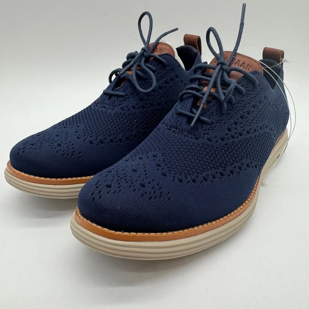 Cole Haan ØriginalGrand Stitchlite Oxford Marine Blue Knit Men's Size 8 New